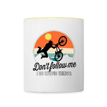Mountain Biking Cycling - Dark Vintage - Contrasting Mug - white/yellow - Front