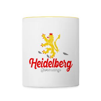 Heidelberg Löwe Deutschland - Dunkel Vintage - Tasse zweifarbig - Weiß/Gelb - Vorne