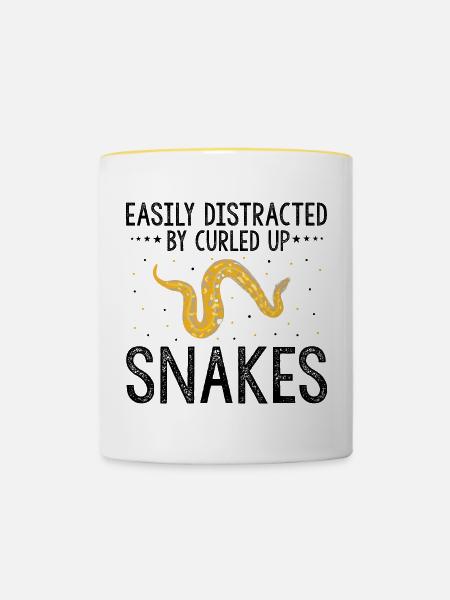 Königspython Design für Schlangen Liebhaber - Tasse zweifarbig - Weiß/Gelb