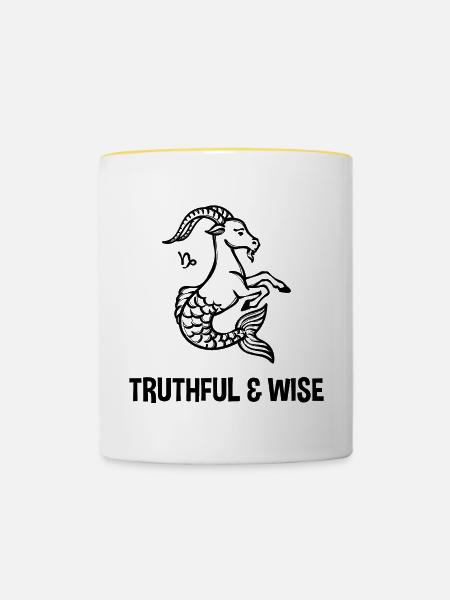 Sternzeichen Statement Steinbock Horoskop Galaxie - Tasse zweifarbig - Weiß/Gelb