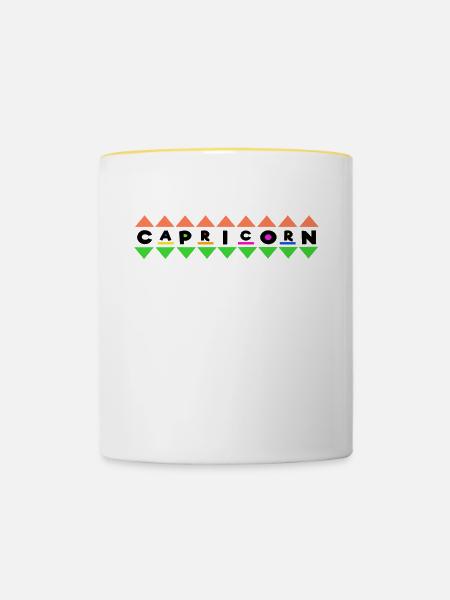 Gezeiten Aberglaube Steinbock Astrologie Spruch - Tasse zweifarbig - Weiß/Gelb