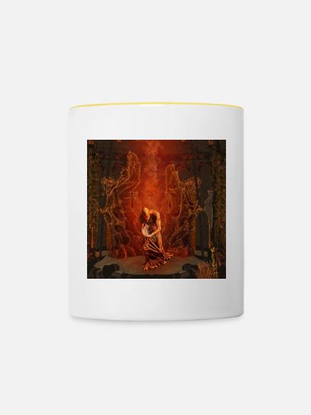 in der dunklen Nacht - Tasse zweifarbig - Weiß/Gelb