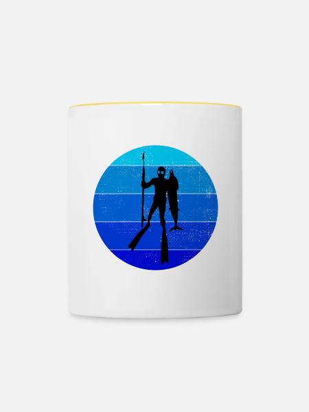 Speerfischen Speerfischen Speerfischer Fischen - Tasse zweifarbig - Weiß/Gelb