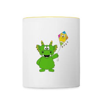 DRACHE - DRACHENSTEIGEN - DRACHENFEST - KINDER - Tasse zweifarbig - Weiß/Gelb - Vorne