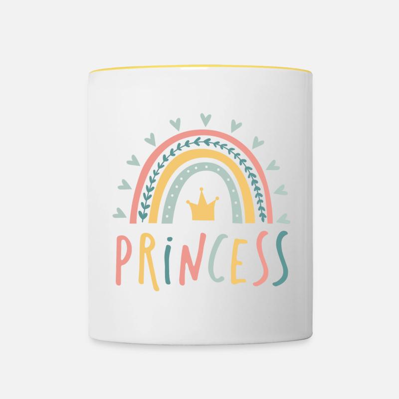 princess - rainbow - Contrasting Mug - white/yellow