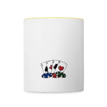 Poker Involves Skills not Chances Poker Player - Contrasting Mug - white/yellow - Front