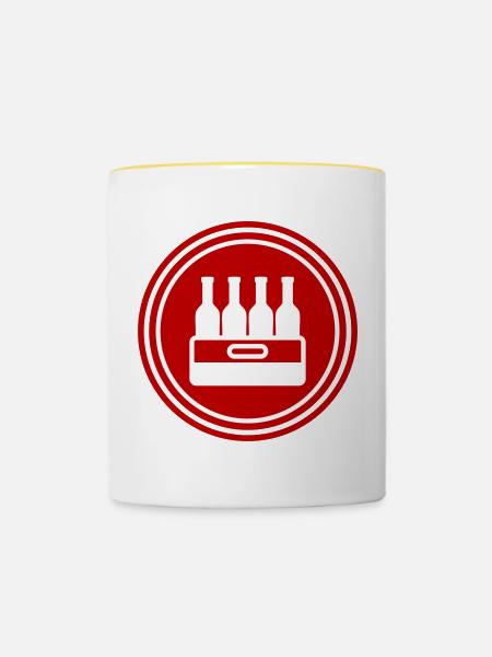 Bierflasche Kiste - Tasse zweifarbig - Weiß/Gelb
