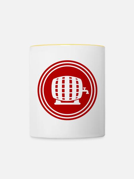 Bierfass - Tasse zweifarbig - Weiß/Gelb