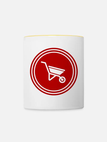 Schubkarre Symbol - Tasse zweifarbig - Weiß/Gelb