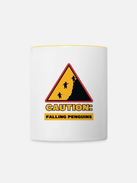 Pinguin Statement Vögel Tier Südpol - Tasse zweifarbig - Weiß/Gelb