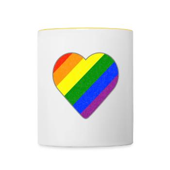 Regenbogen Herz - Tasse zweifarbig - Weiß/Gelb - Vorne