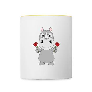 NASHORN - ROSEN - BLUMEN - TIERISCH - Tasse zweifarbig - Weiß/Gelb - Vorne