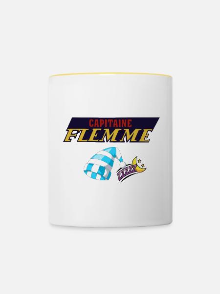 Fauler Kapitän - Tasse zweifarbig - Weiß/Gelb