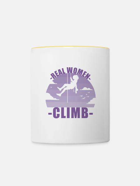 Klettern Bergsteigen Berge Mädchen Geschenk - Tasse zweifarbig - Weiß/Gelb
