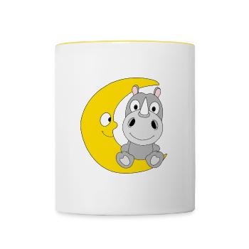 MOND - NASHORN - TIER - KIND - BABY - Tasse zweifarbig - Weiß/Gelb - Vorne