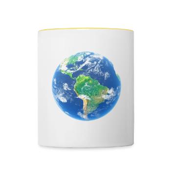 Planète Terre - Mug contrasté - blanc/jaune - Devant