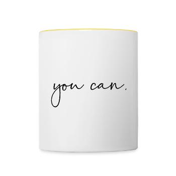 You can - Tasse zweifarbig - Weiß/Gelb - Vorne
