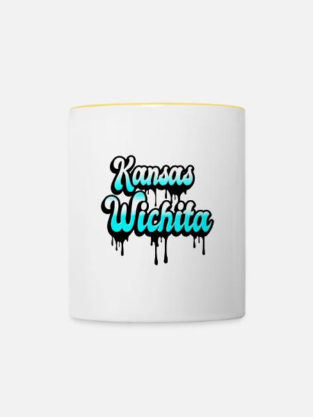 Wichita Kansas Design - Tasse zweifarbig - Weiß/Gelb