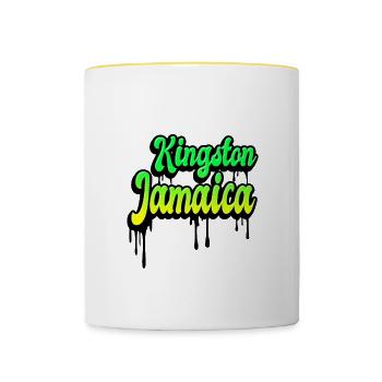 Kingston Jamaica Design - Mug contrasté - blanc/jaune - Devant