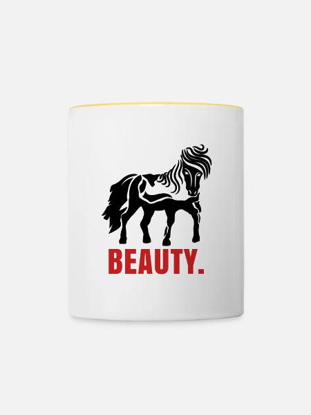 Pferde Pferdenarr Fohlen Islandpferde Spruch - Tasse zweifarbig - Weiß/Gelb