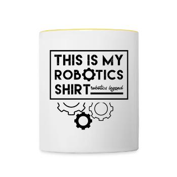 Une fille aime la robotique, mécanicien, - Mug contrasté - blanc/jaune - Devant