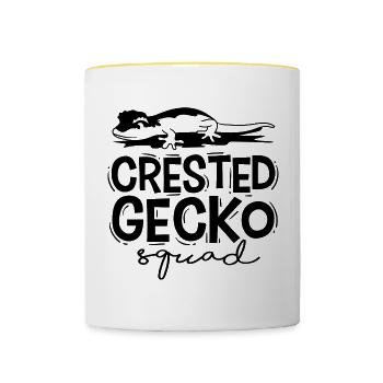 Crested Gecko Squad Exotic Animal Lizards - Contrasting Mug - white/yellow - Front