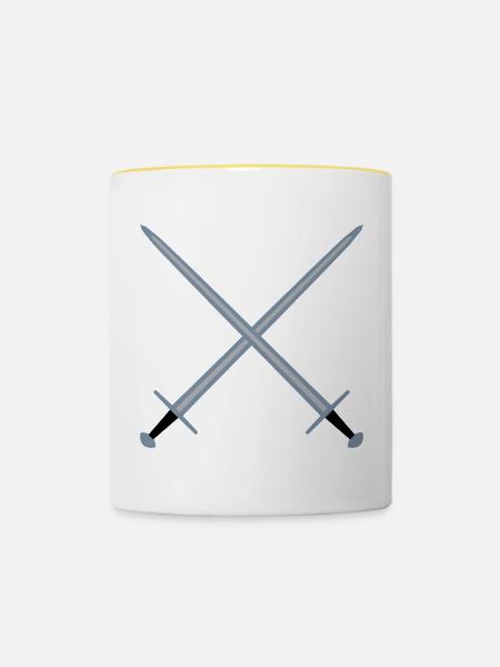 Gekreuzte Schwerter. - Tasse zweifarbig - Weiß/Gelb