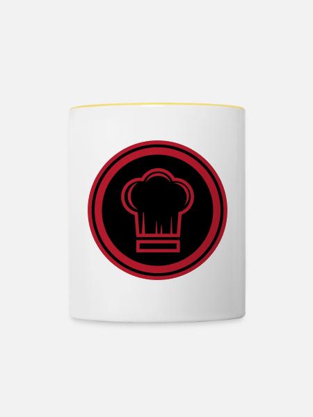 Kochmütze Koch - Tasse zweifarbig - Weiß/Gelb