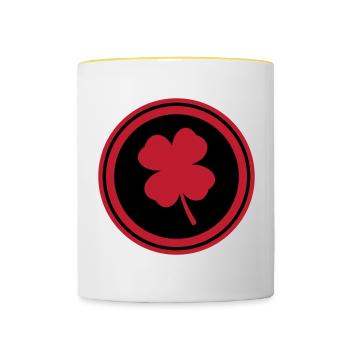 Symbole du trèfle - Mug contrasté - blanc/jaune - Devant