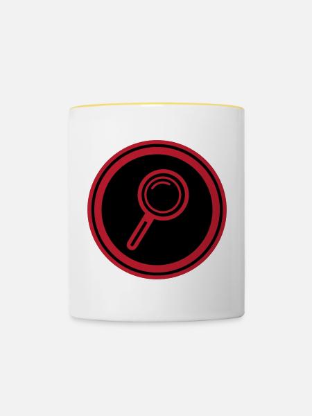 Lupe Symbol - Tasse zweifarbig - Weiß/Gelb