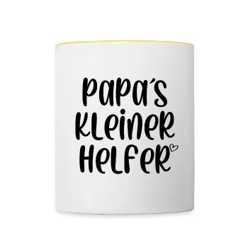 Papas kleiner Helfer - Tasse zweifarbig - Weiß/Gelb - Vorne