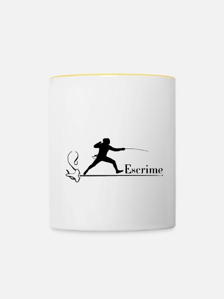 Fechten - Tasse zweifarbig - Weiß/Gelb