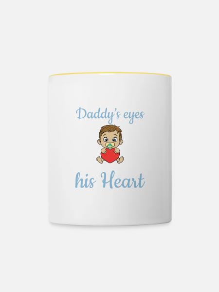 Alles Gute zum Vatertag Papa Sohn Kind Design - Tasse zweifarbig - Weiß/Gelb