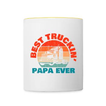 Happy Father's Day Dad Travel Load Apparel Titel: - Tasse zweifarbig - Weiß/Gelb - Vorne