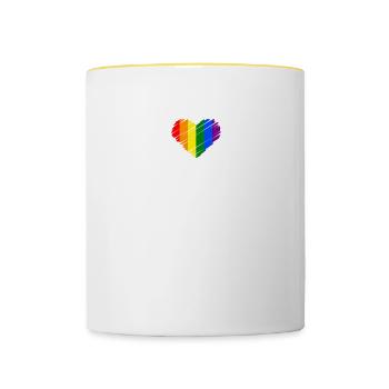 Herzschlag Ekg Herz Bunte Regenbogen Gleichheit - Tasse zweifarbig - Weiß/Gelb - Vorne