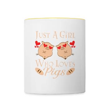 Heart Pink Pig Farmer Oink Farm Barn Oink Mud - Contrasting Mug - white/yellow - Front