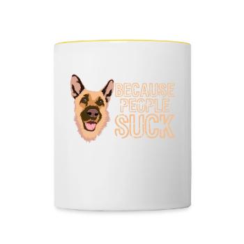 Parce que les gens sucent un chien adorable - Mug contrasté - blanc/jaune - Devant