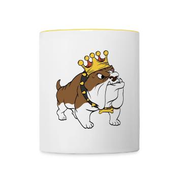 Couroné mignon adorable chien pour les amoureux - Mug contrasté - blanc/jaune - Devant