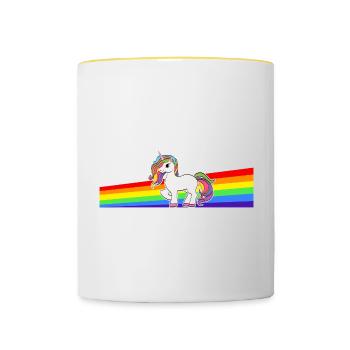 Fairy Tale Magic Colorful Myth Collection Unicorn - Contrasting Mug - white/yellow - Front