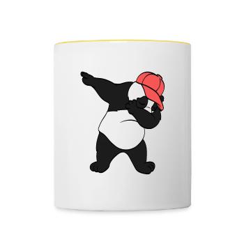 Niedlicher Panda Swagger Dabbing Dab Tee für Tier - Tasse zweifarbig - Weiß/Gelb - Vorne