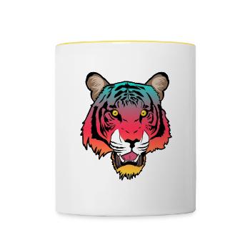 Sind Sie ein Fan von Wildtieren? Einzigartig - Tasse zweifarbig - Weiß/Gelb - Vorne