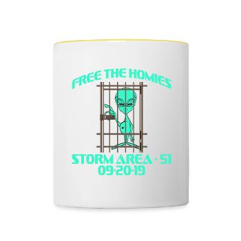 Free The Homies Storm Area 51 20/09/2019 T-shirt - Mug contrasté - blanc/jaune - Devant