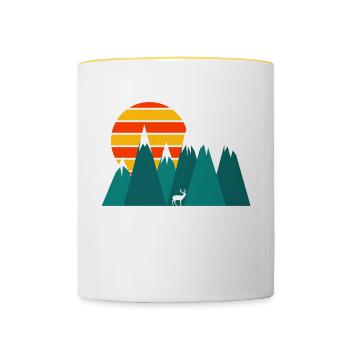 Cool Mountain Shooting Tee für Jägerjagd ist - Tasse zweifarbig - Weiß/Gelb - Vorne