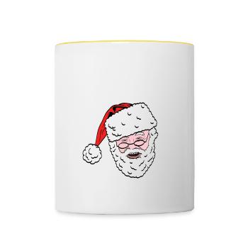 Frage deine Mutter, ob ich ein echter Weihnachtsmann bin Weihnachten - Tasse zweifarbig - Weiß/Gelb - Vorne