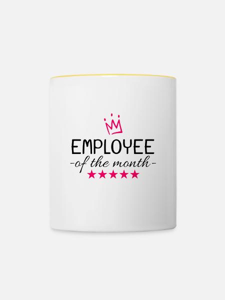 Mitarbeiter des Monats Geschenk - Tasse zweifarbig - Weiß/Gelb