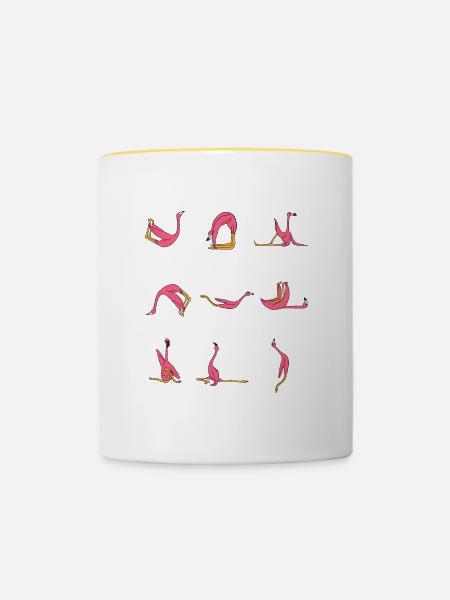 T-shirt de ballet féminin flamant rose flamant - Mug contrasté - blanc/jaune
