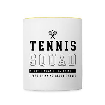 Tennis Squad Ironic Saying Ball Sports Hobby - Contrasting Mug - white/yellow - Front