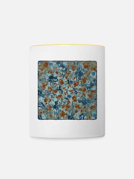 Abstraktes Camouflage Muster - Tasse zweifarbig - Weiß/Gelb