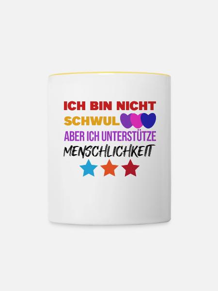 Lesbisch Lgbt Gleichberechtigung Statement Herz - Tasse zweifarbig - Weiß/Gelb