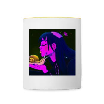 Snail Love in Japan - Contrasting Mug - white/yellow - Front